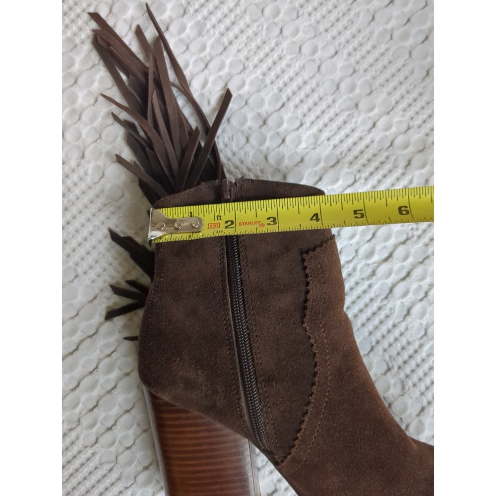 Jeffrey Campbell Fringe Western Heeled Ankle Boots Zip Chocolate Brown Size 7.5 - Picture 11 of 12